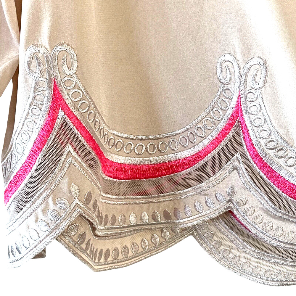 LILLY PULITZER Adira Women's Size XS Oyster Shell Pink Off-The-Shoulder Silk Top - Picture 7 of 8